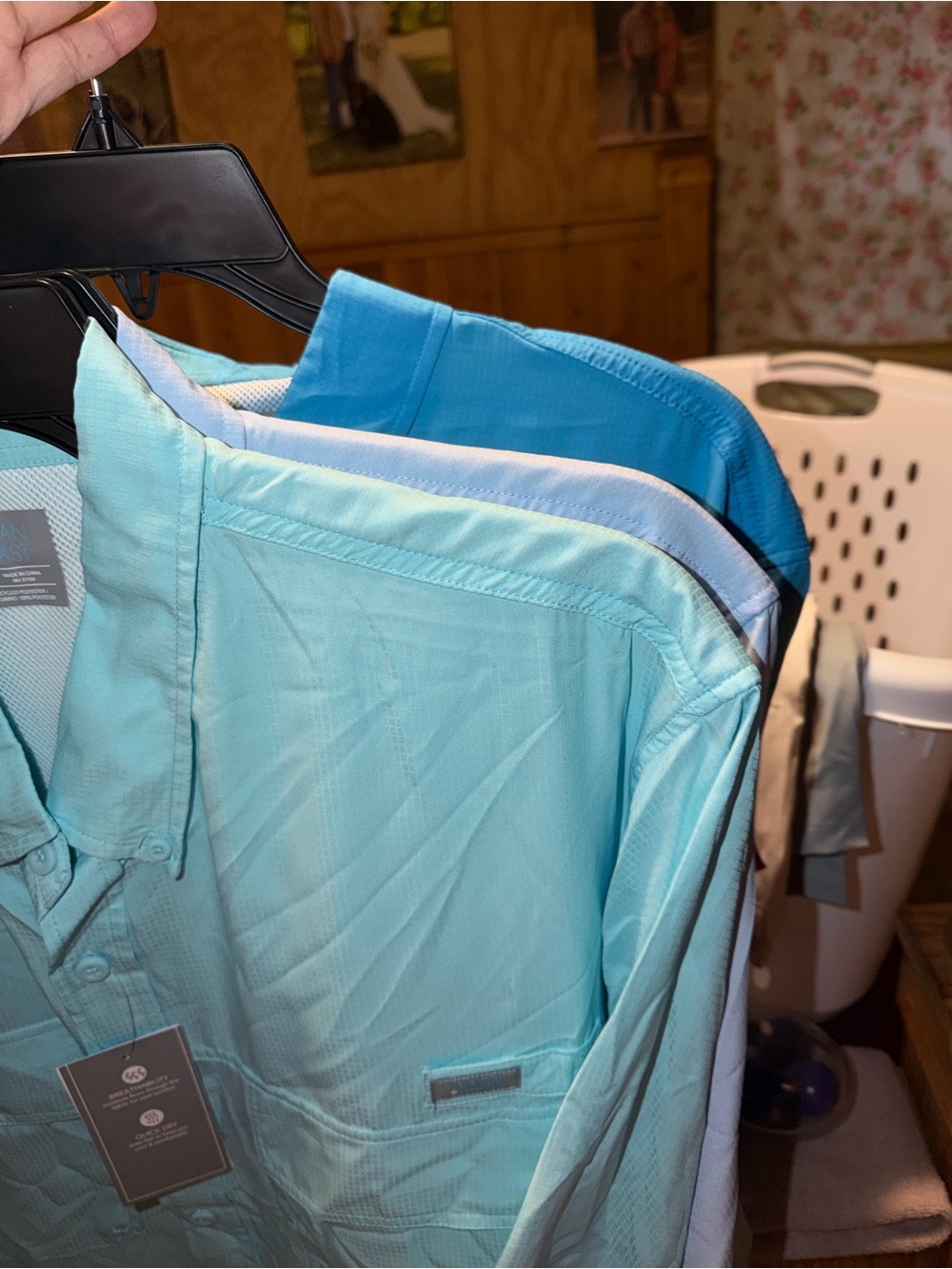 Men's Casual Button-Down Shirt - Light Aqua